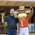 Nestor Cordova with Hook 'Em on the south patio at TCC