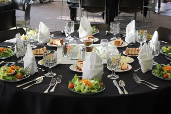 Photo of a formal table setting for an event